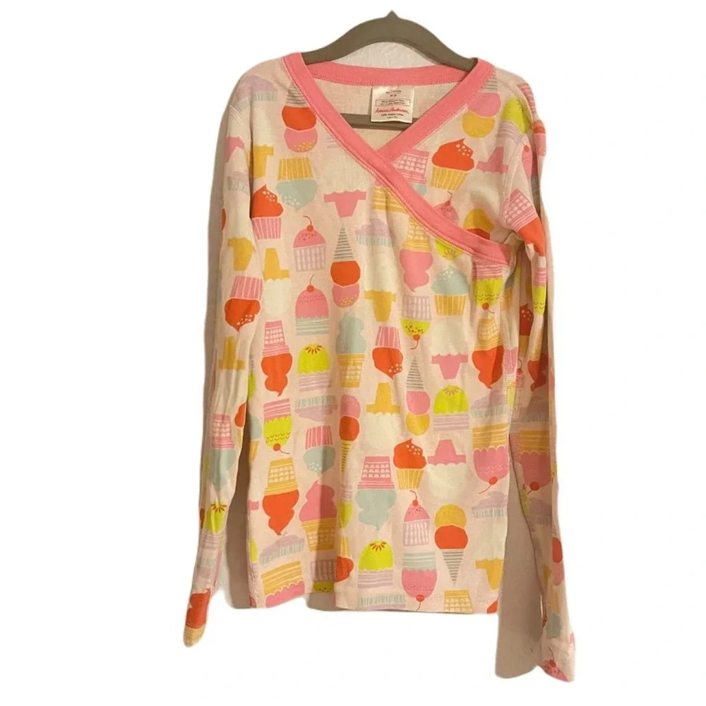Hanna Andersson Kids Girls Pink/Multicolor Cupcake Kimono Pajama Set Size 10 - Picture 2 of 14